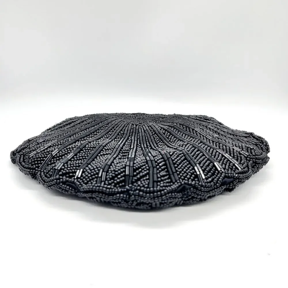 Vintage Seashell Silhouette Beaded Zip Closure Clutch Mini Bag Elegant Cocktail
